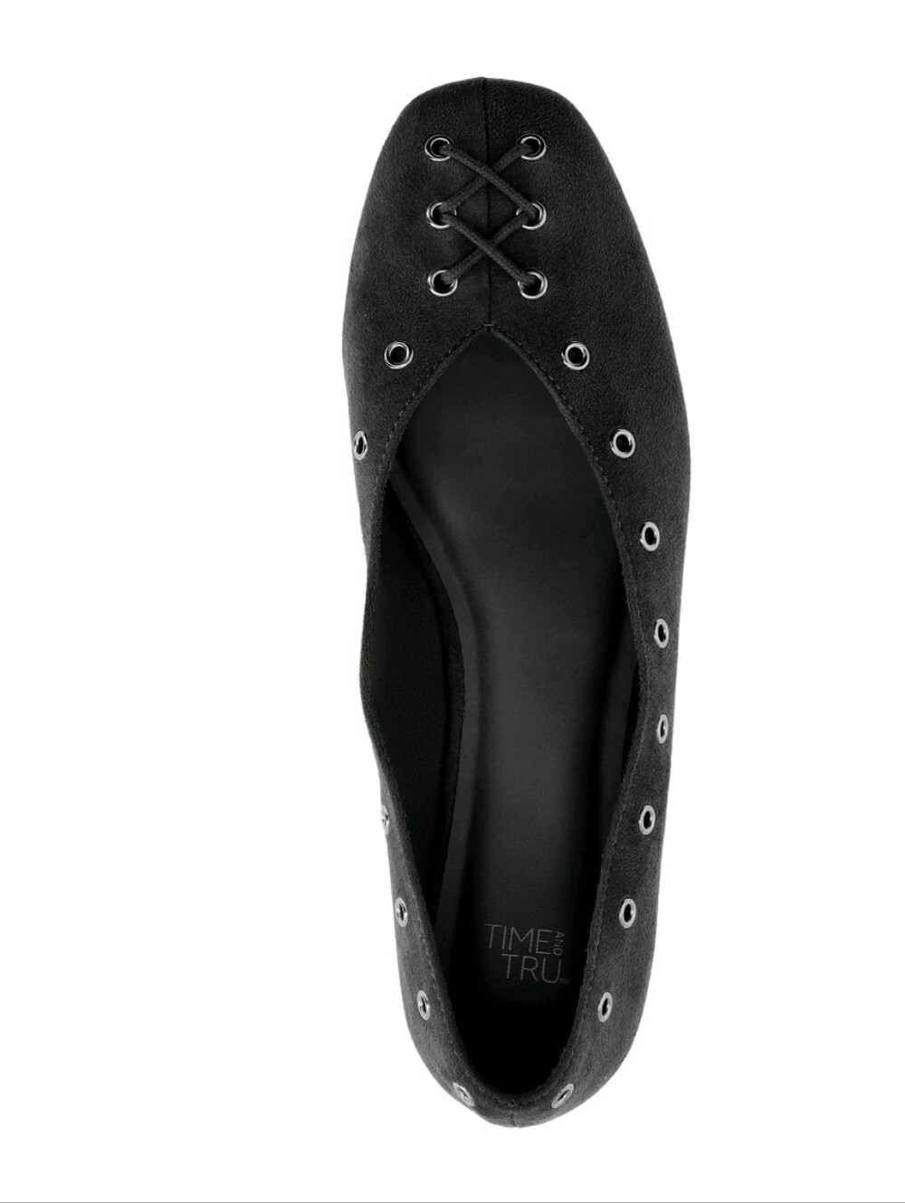 Time and Tru Women's Faux Suede Corset Ballet Flats